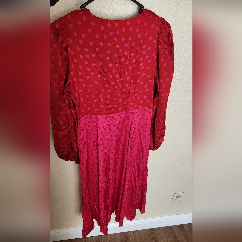 NWT Boden Red and Pink Polka Dot Midi Dress Size 4P - Picture 5 of 9